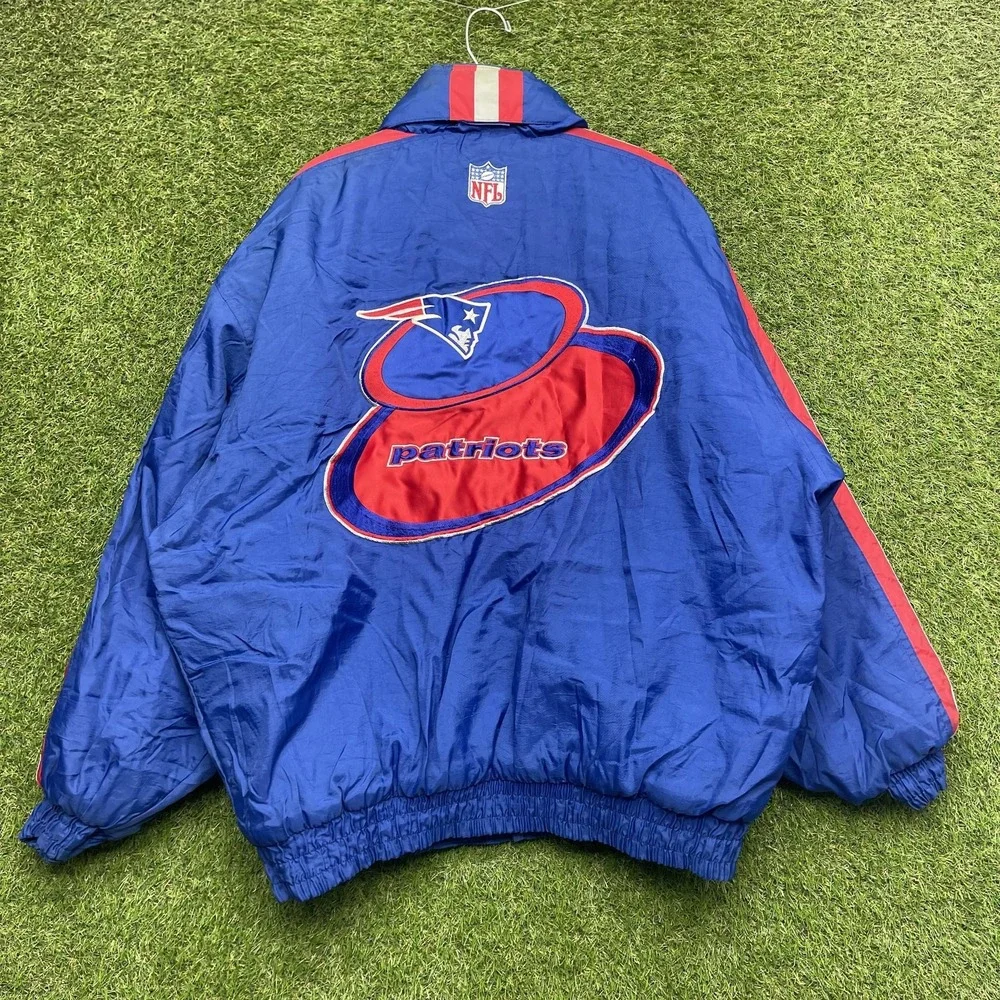 Vintage New England Patriots Jacket Mens XL Blue NFL Football Logo Athletic 90s
